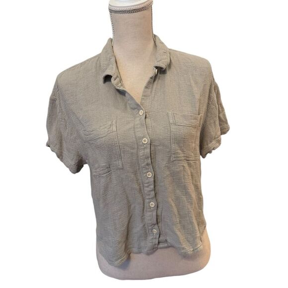 Madewell Breezewoven Beachside Shirttail Top in Ashen Sage L - Picture 3 of 7